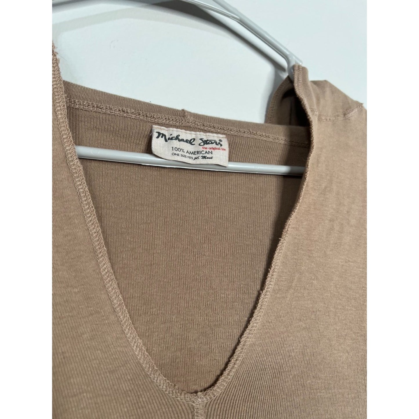 Michael Stars The Original Tee V-Neck Hooded One Size Quarter Sleeve Top