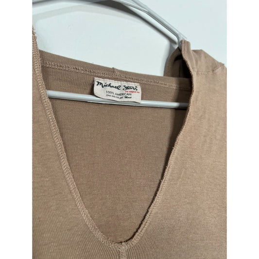 Michael Stars The Original Tee V-Neck Hooded One Size Quarter Sleeve Top