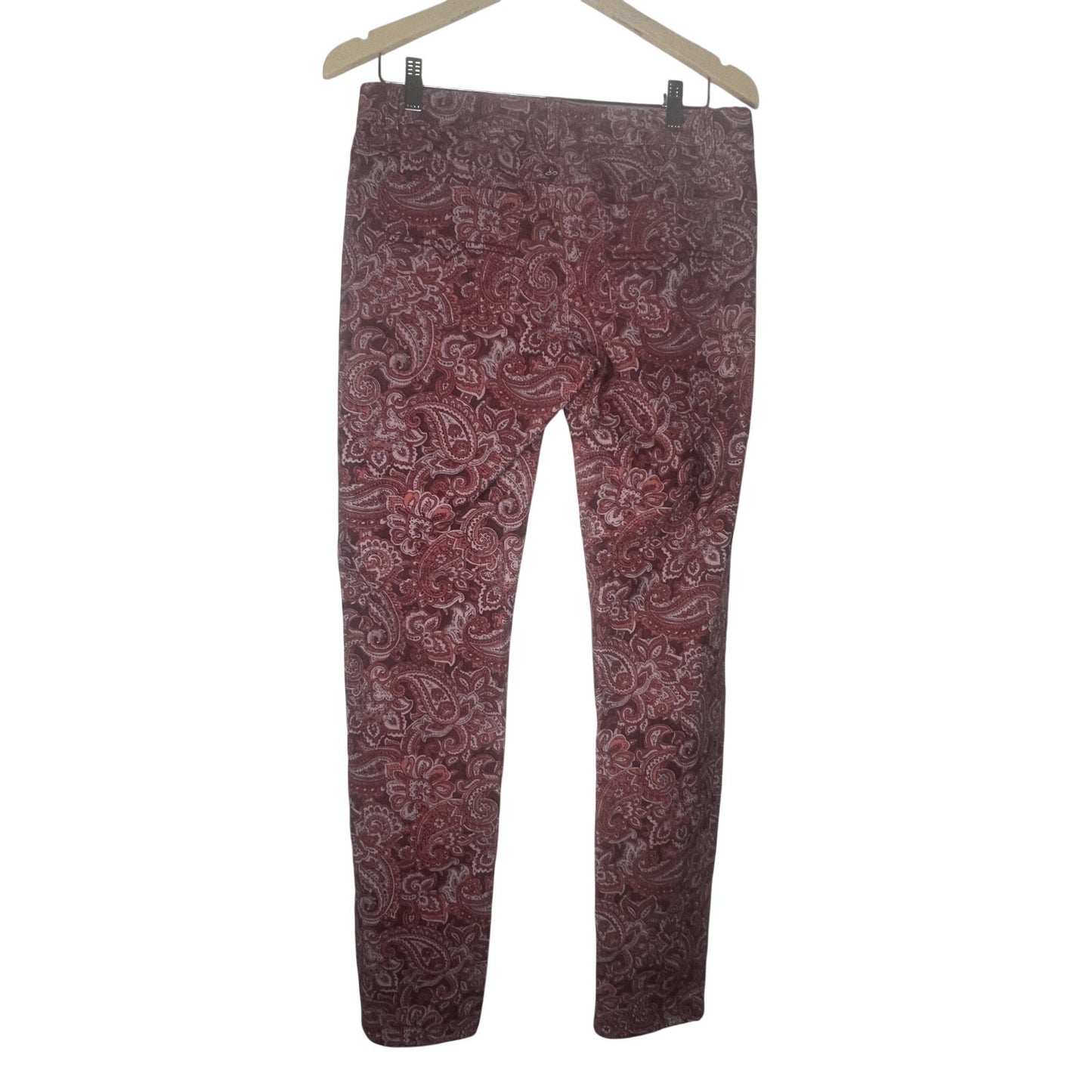 PrAna Size 10 Trinity Corduroy Low Rise Pant Women's Rhubarb Pink Paisley