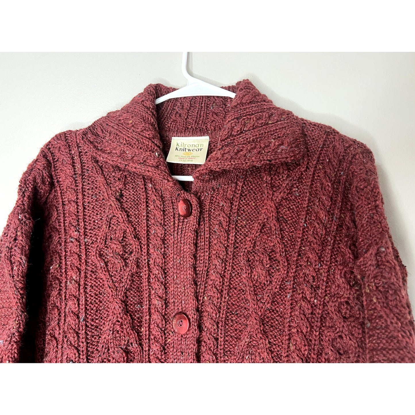 Kilronan Knitwear L Irish Cable Knit Merino Wool Cardigan Sweater Long Duster