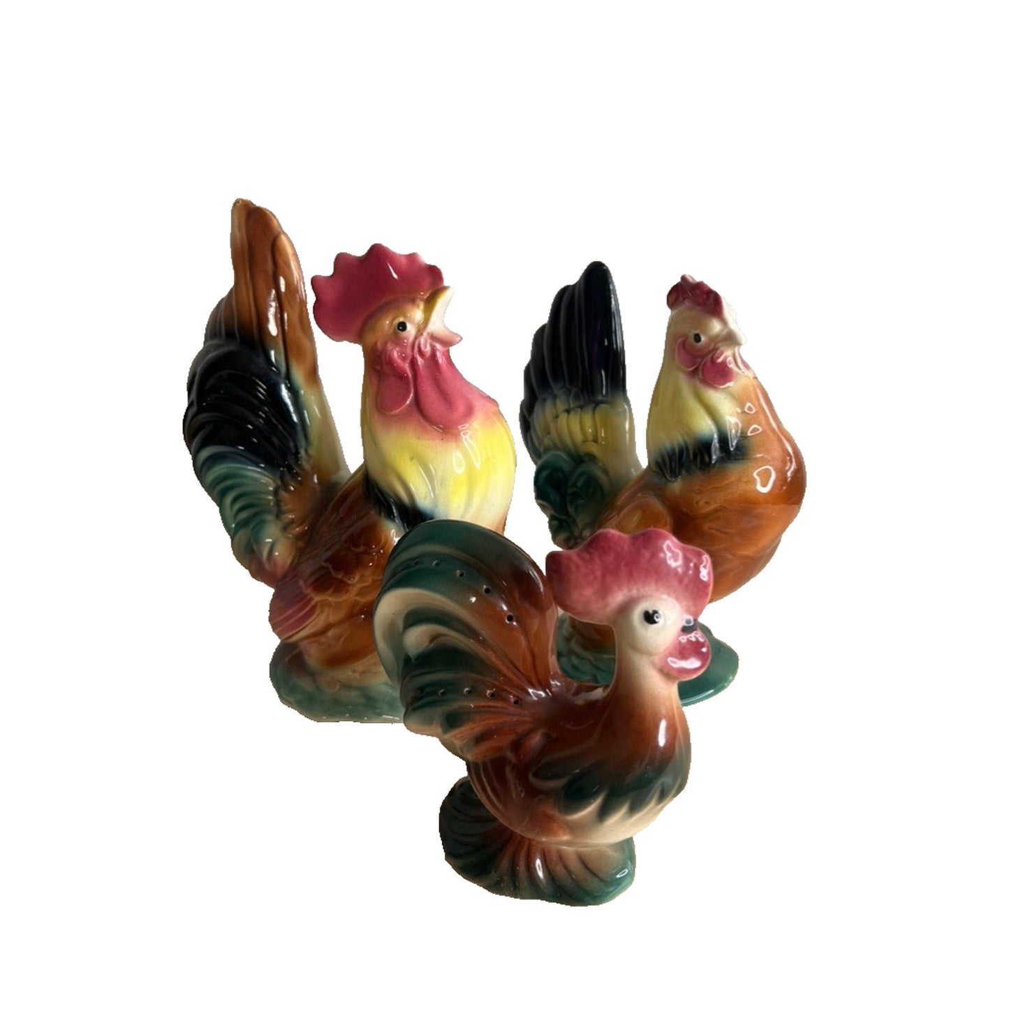 Royal Copley Rooster Hen Toothpick holder Child Colorful Ceramic Farncore Family