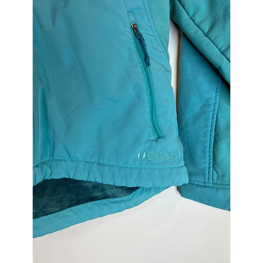 DOUBLE DIAMOND Ski Jacket Snow Hood Fleece Lined Waterproof Teal Women’s Sz M