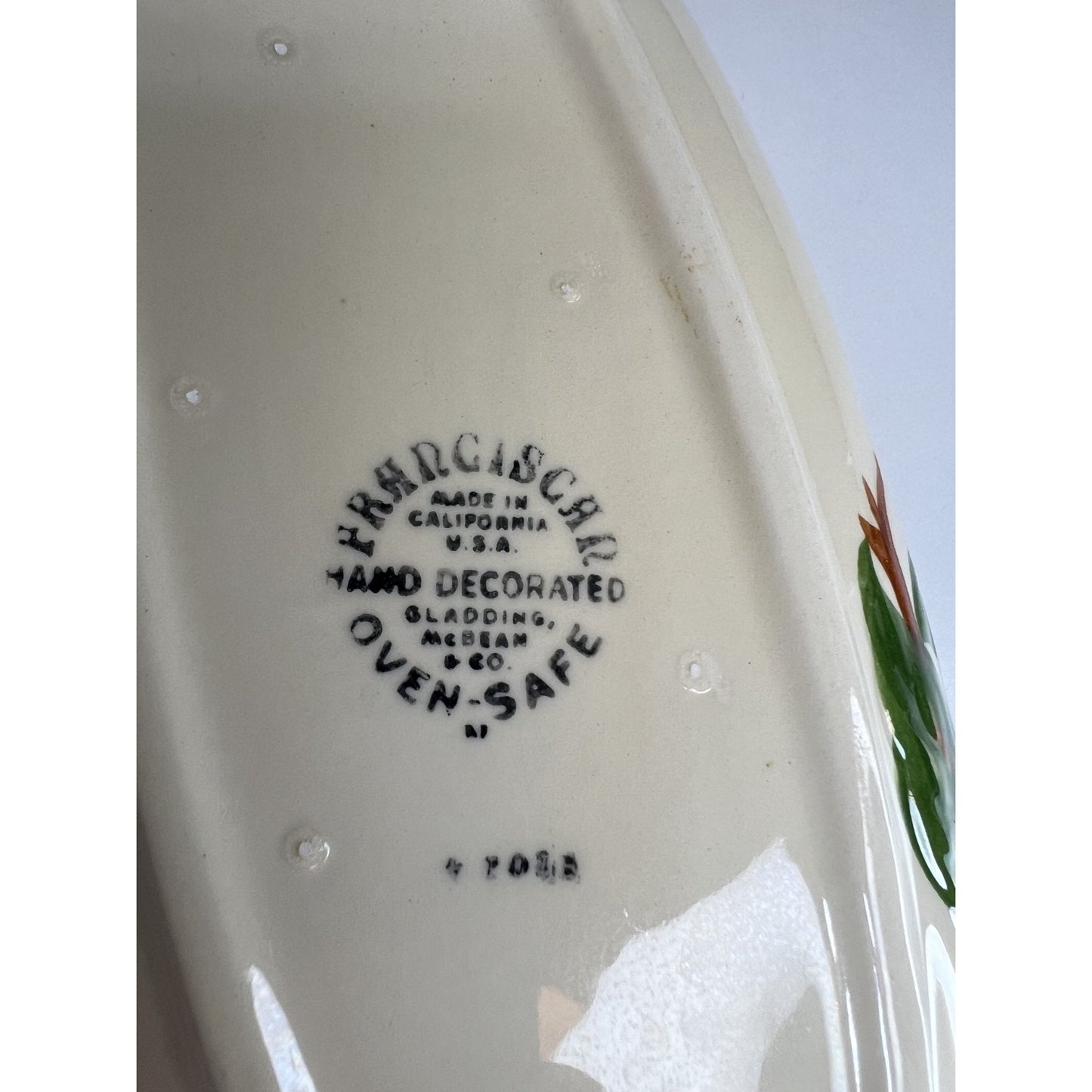 Vintage Franciscan Apple Oval Pickle Dish 8.5" Relish Tray Made in USA- USA mark
