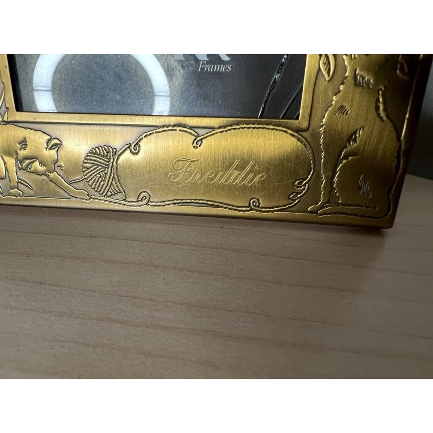 MW Carr & Co Picture Frame Cat Kitten Brass Art Nouveau 3x4” Vintage FREDDIE