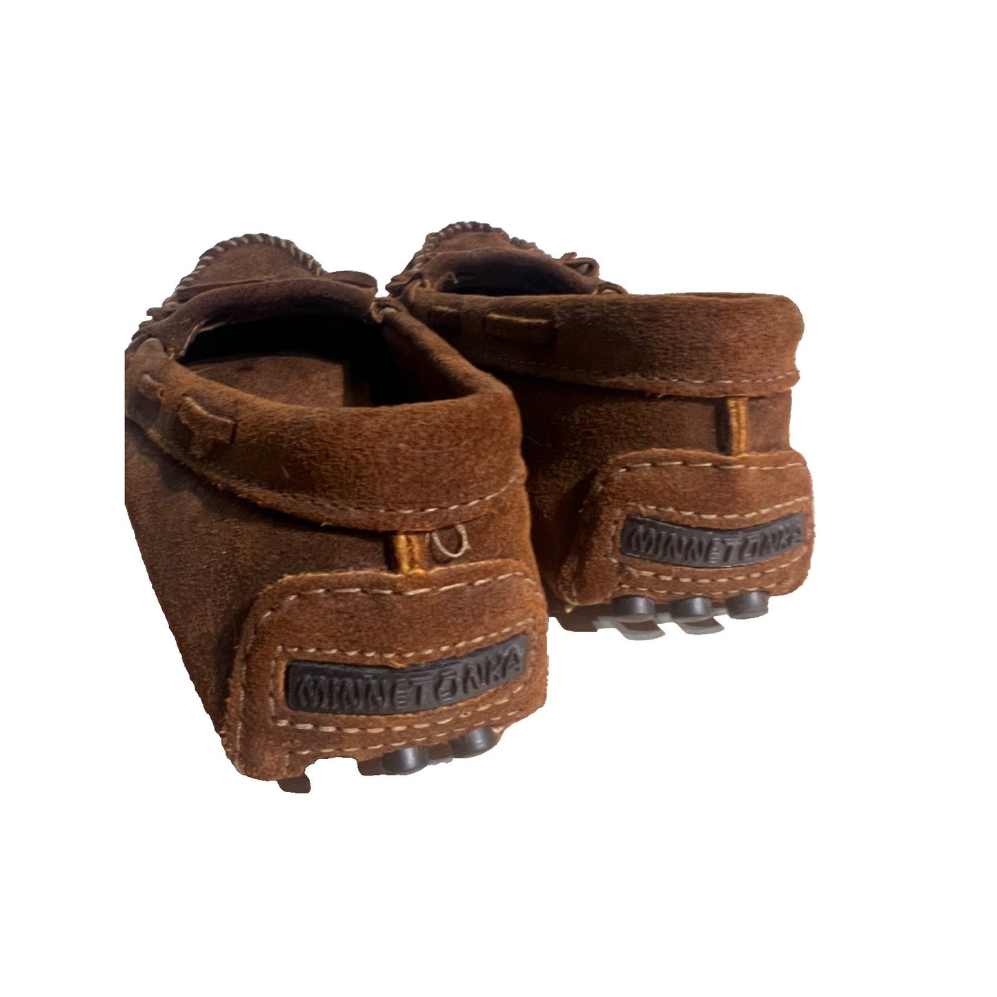 Minnetonka 593 Kilty Driver Moccasins Womens Size 9.5 Brown Ruff Leather Flats