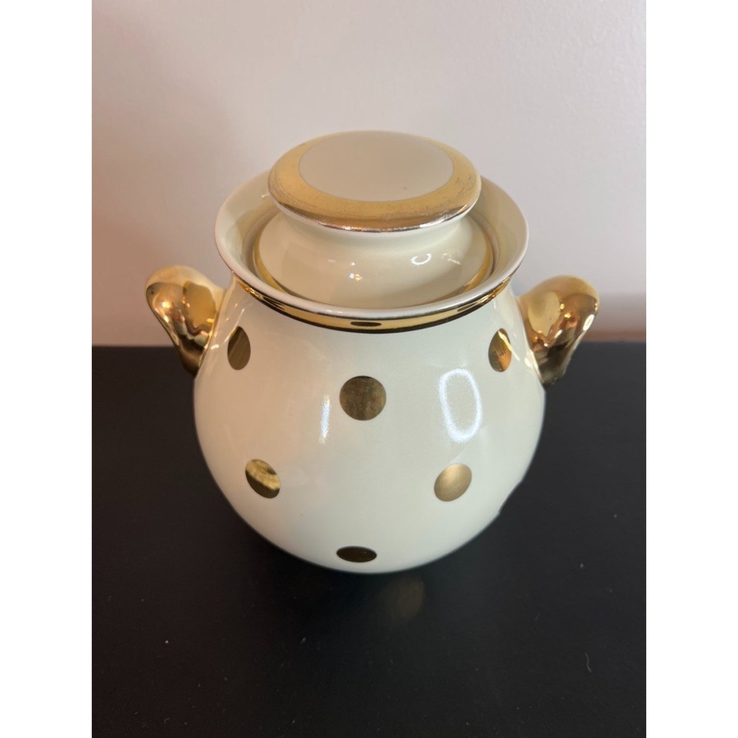 Vintage Hall Pottery Gold Dot Cookie Jar Biscuit Canister MCM Kitchen