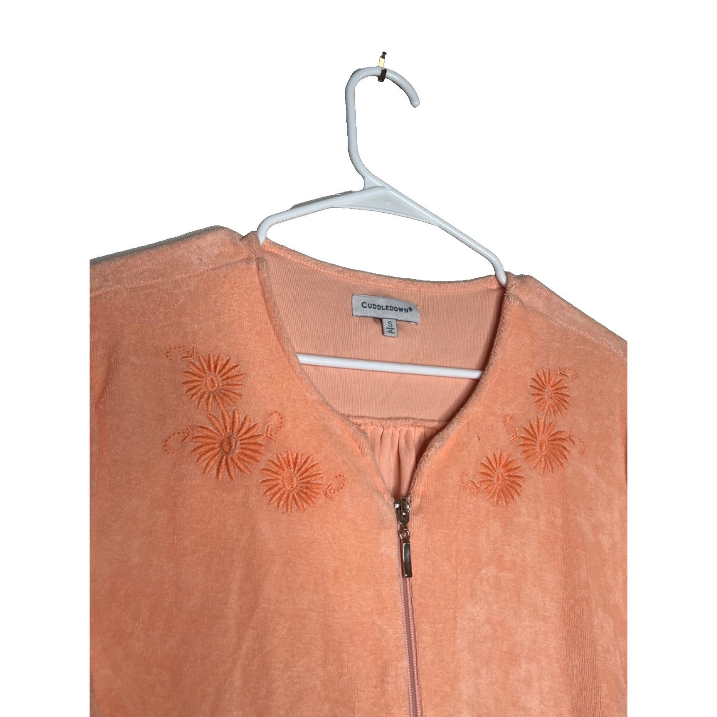 Cuddledown Peach Zip Up Pima Terry Robe House Dress Size Small