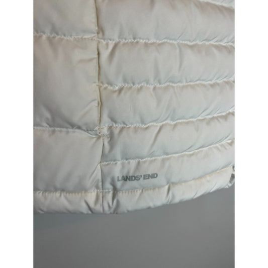 Lands End 3X Vest Puffer Down Fill Zip Up Cream Gorpcore Hiking Outdoors Camping