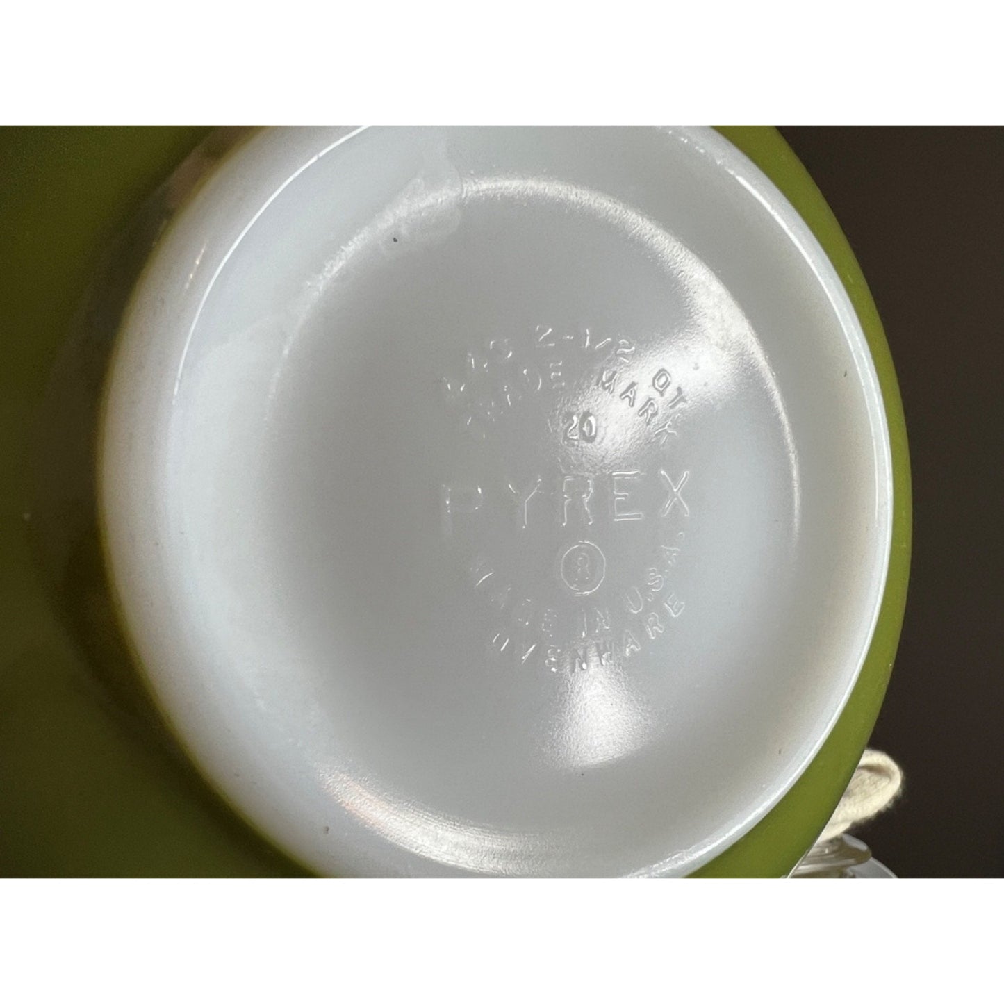 Vintage 1960s Pyrex #443 Verde Green Cinderella Mixing Bowl 2 1/2 Qt Made in USA
