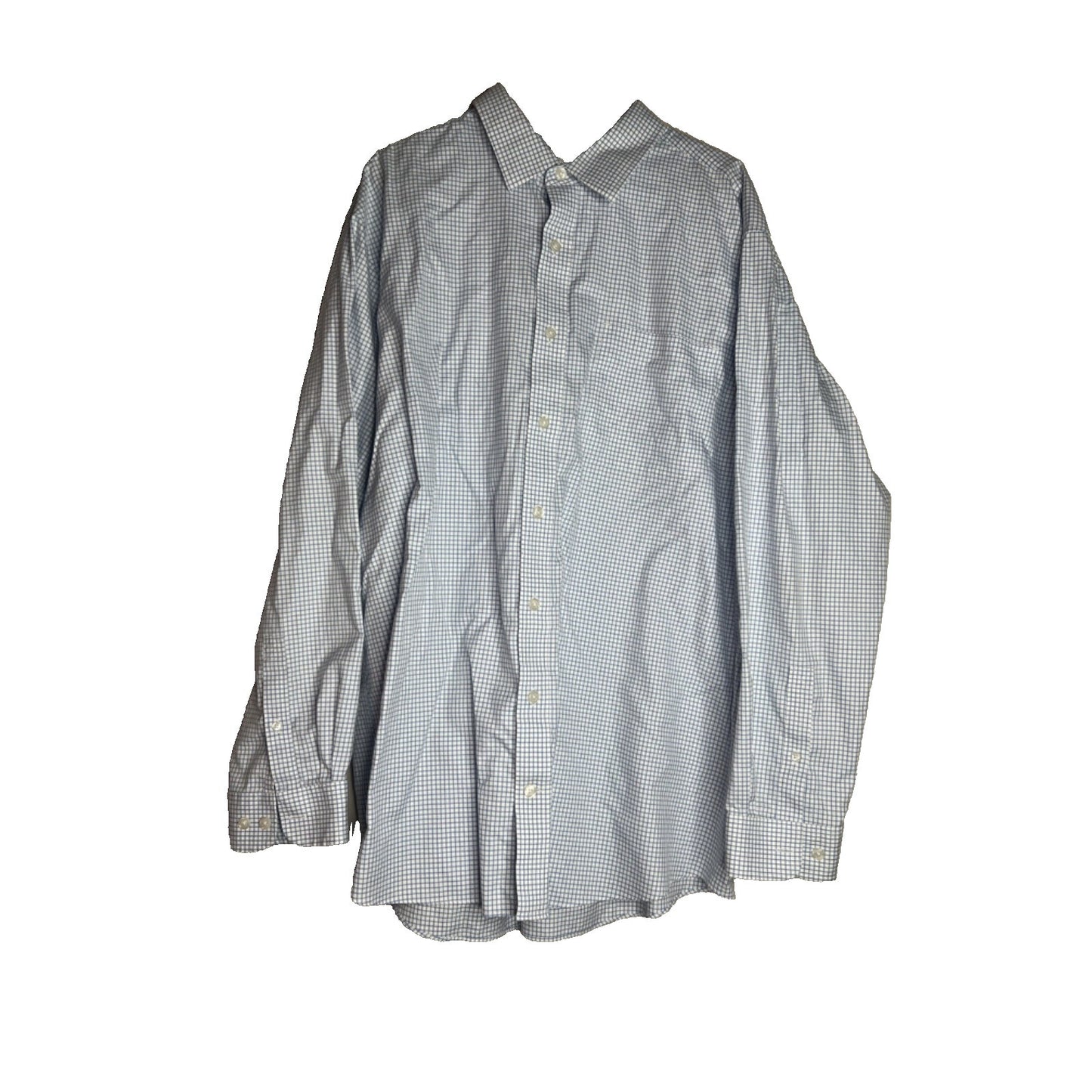 Copied - Duluth Trading Shirt Mens 2XLT XXL Tall Wrinkle Fighter Long Sleeve Blue Check