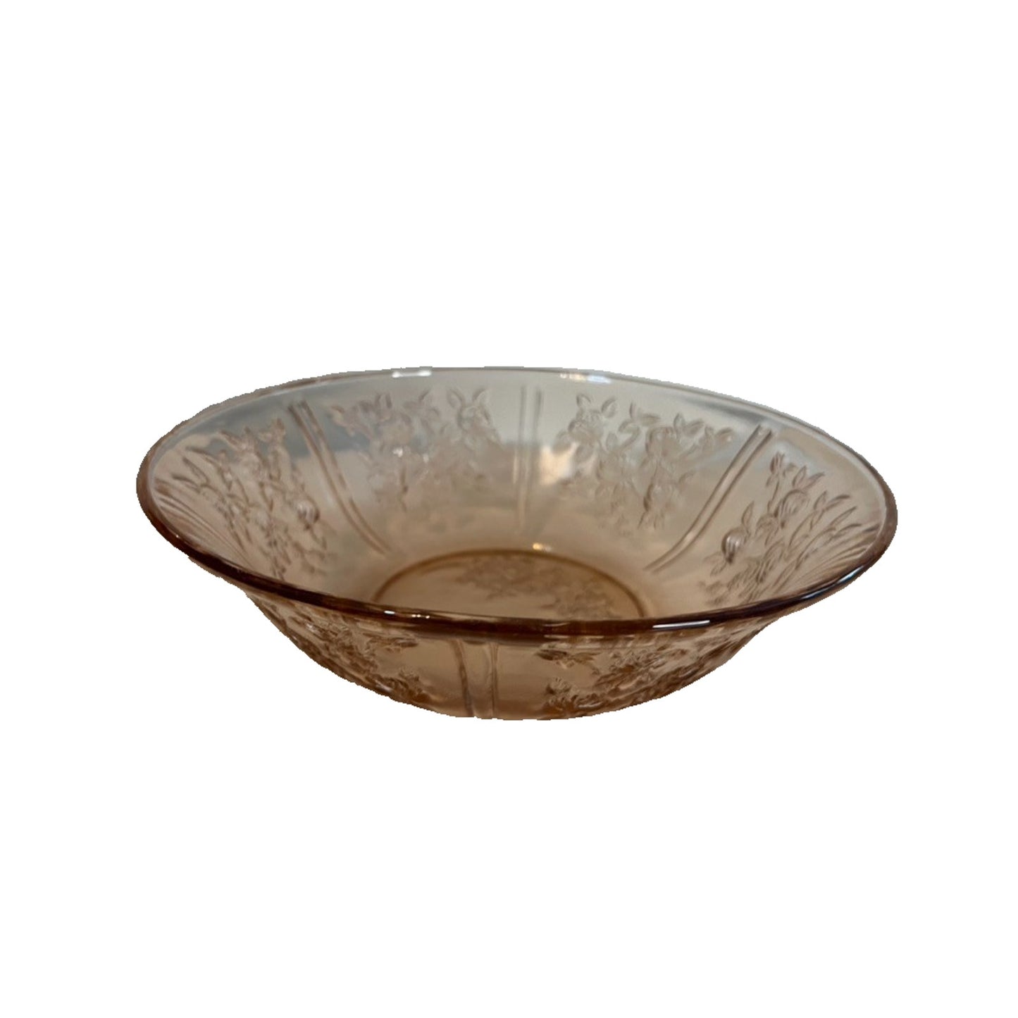 Vintage Sharon “Cabbage Rose” Large Glass Fruit Bowl Federal Glass Co. 1935 USA