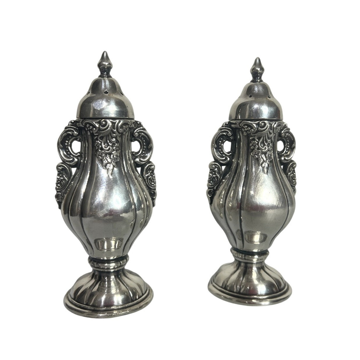 Gorgeous Vintage Wallace Baroque Silver Plated Salt & Pepper Shakers 5"