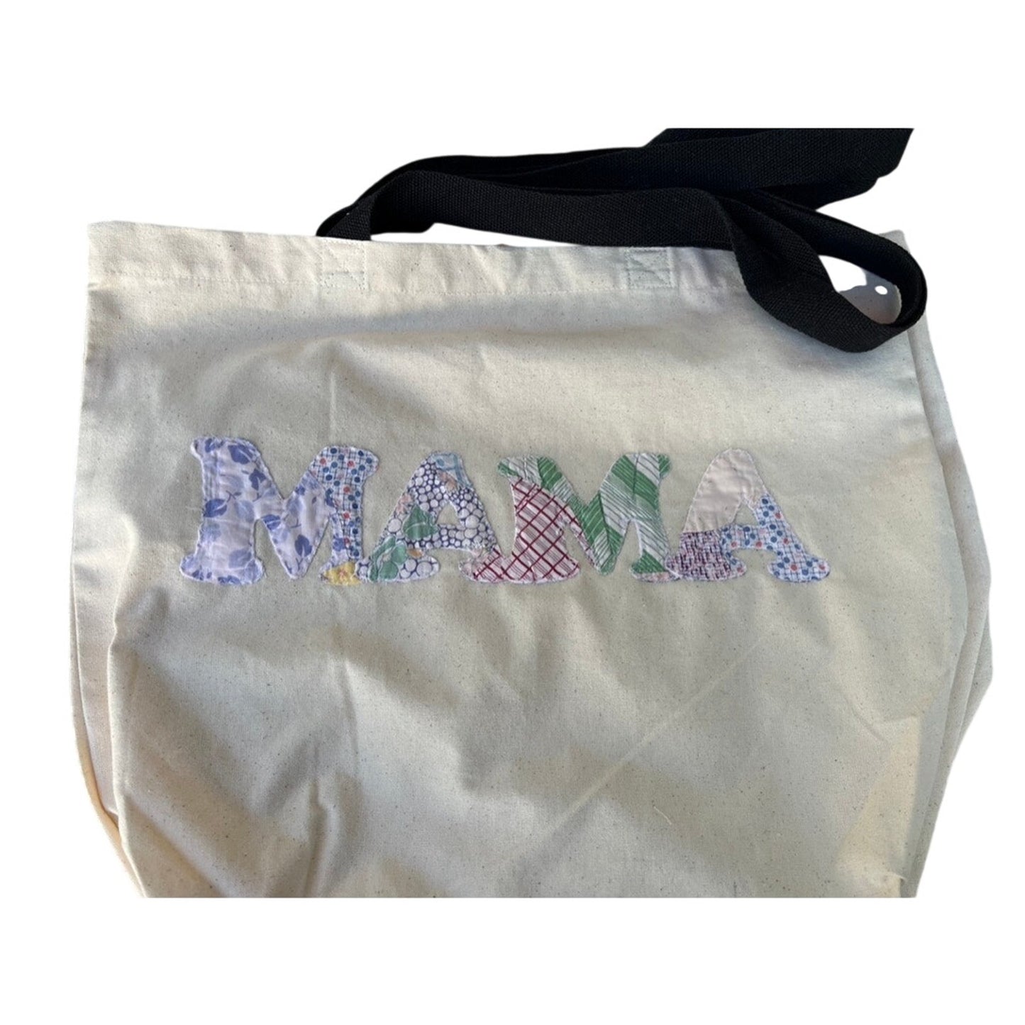 NWT Mama Organic Cotton Vintage Indigo Quilt Applique Tote Bag