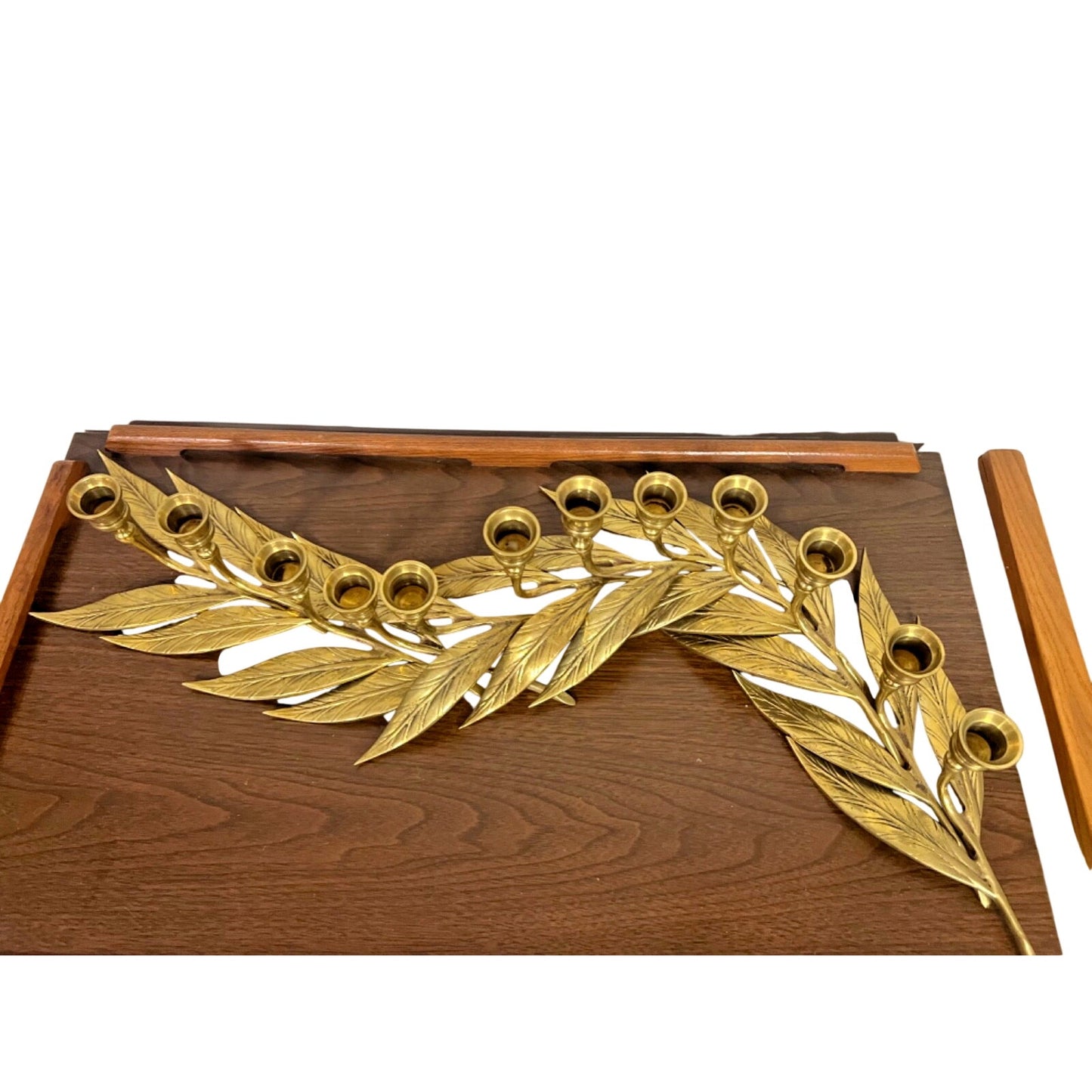 Vtg Brass Candlestick Holders Graduated Set of 12 Leaves Wedding Mantle