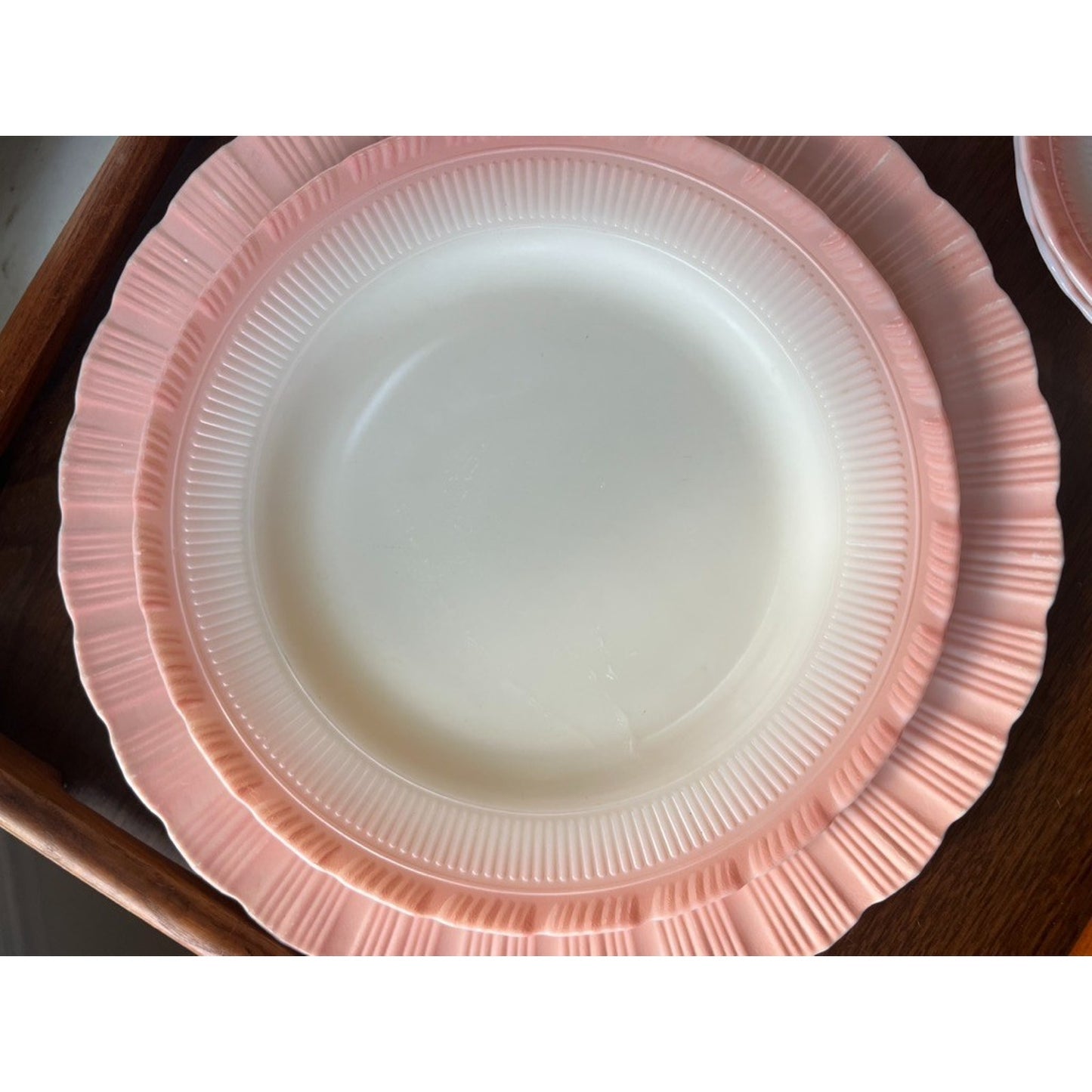 Macbeth Evans Cremax Bordette Vintage Pink Place settings RARE