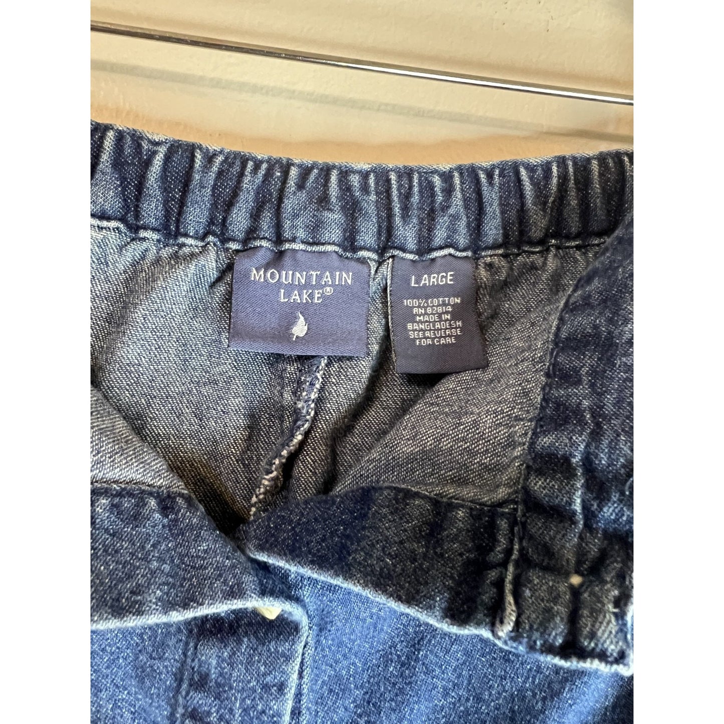 Vintage Mountain Lake Button Denim Maxi Skirt Size L Blue Country Ranch Modest
