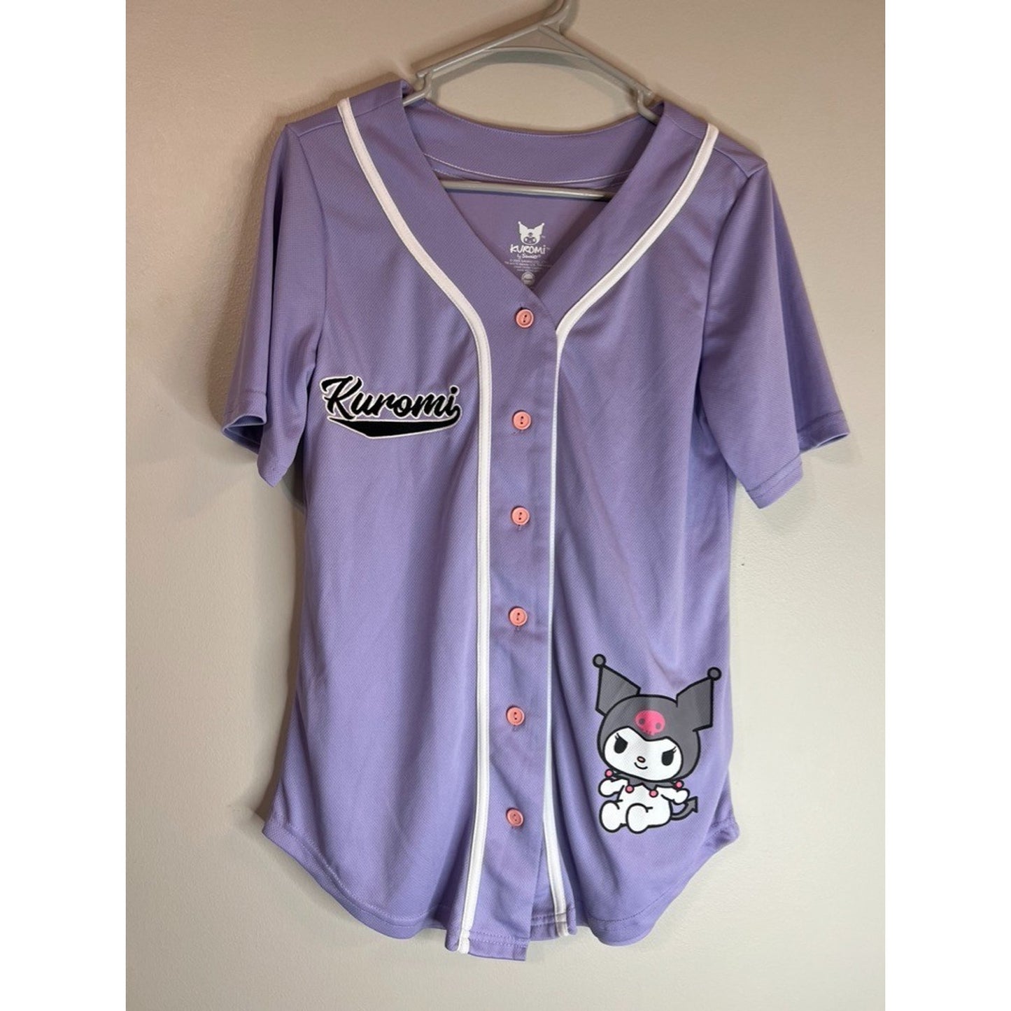 Kuromi Baseball Jersey Sanrio Adult Large Purple Button Down Shirt Lavender