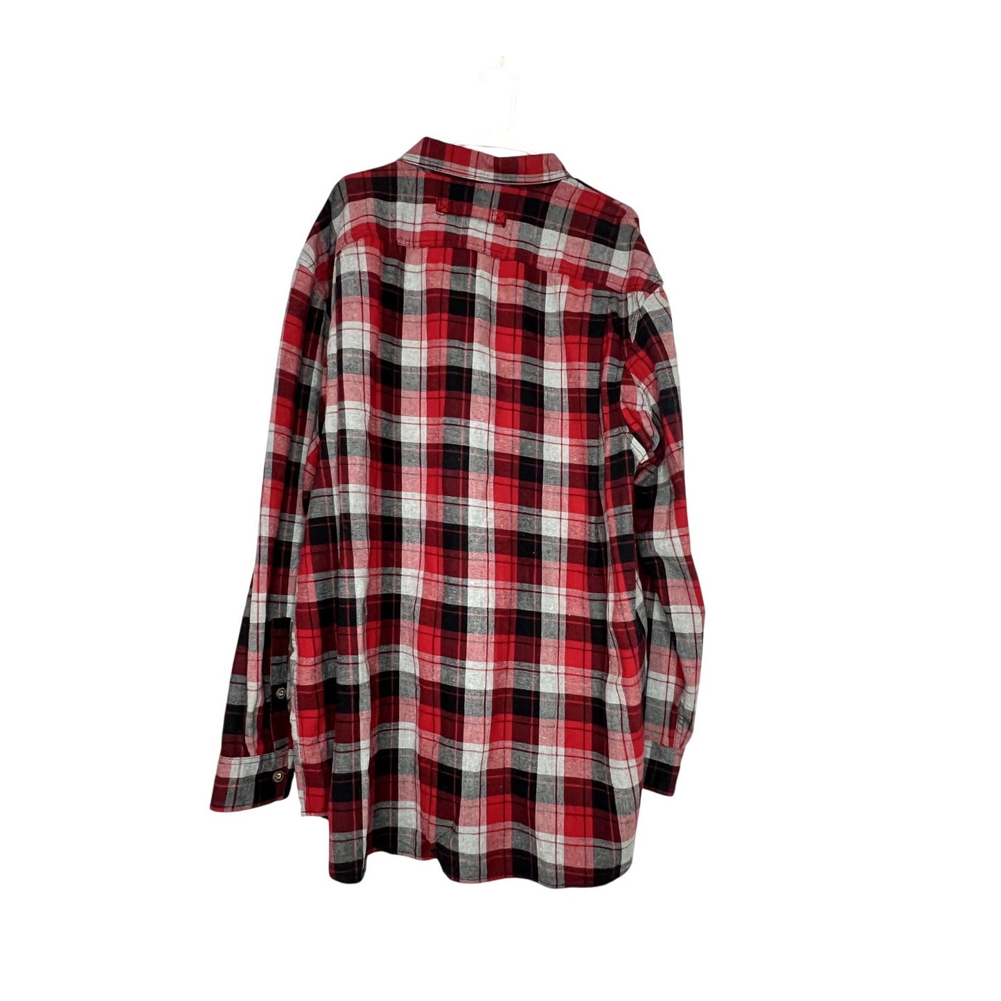 Duluth Trading Shirt Mens XXL Tall Red Black Gray Plaid Button Up Flannel 2XLT