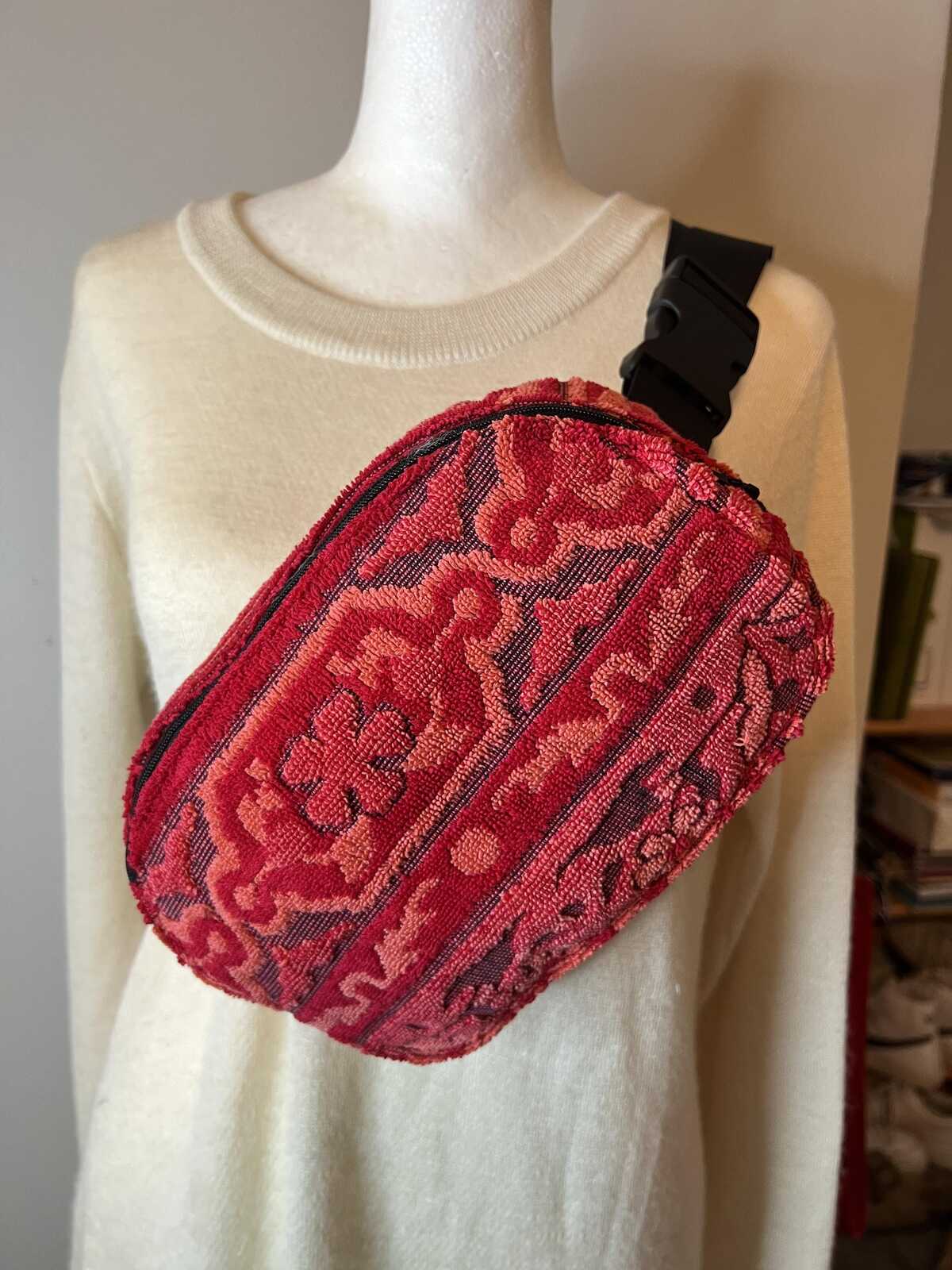 Vintage Red Orange Callaway Towel Crossbody Fanny Pack Bag