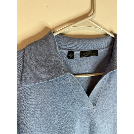 Saks Fifth Avenue Sweater Womens Small Blue 100% Cashmere V-neck Pullover