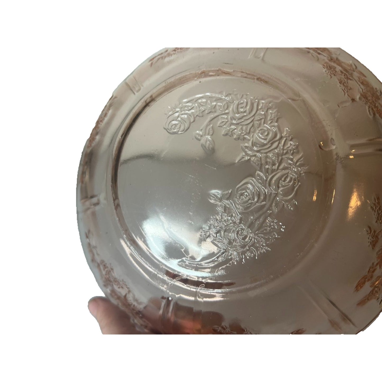 Vintage Federal Glass Sharon Cabbage Rose Pink 10” Serving Bowl - Depression