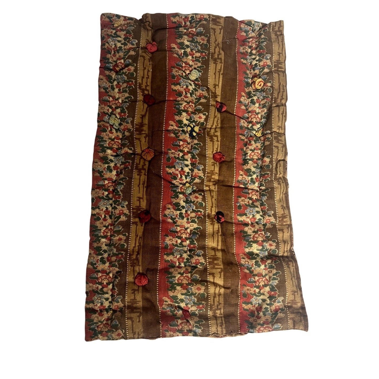 Vintage Wood Baby Cradle with Antique Fabric Mattress & Teddy Bear Decal