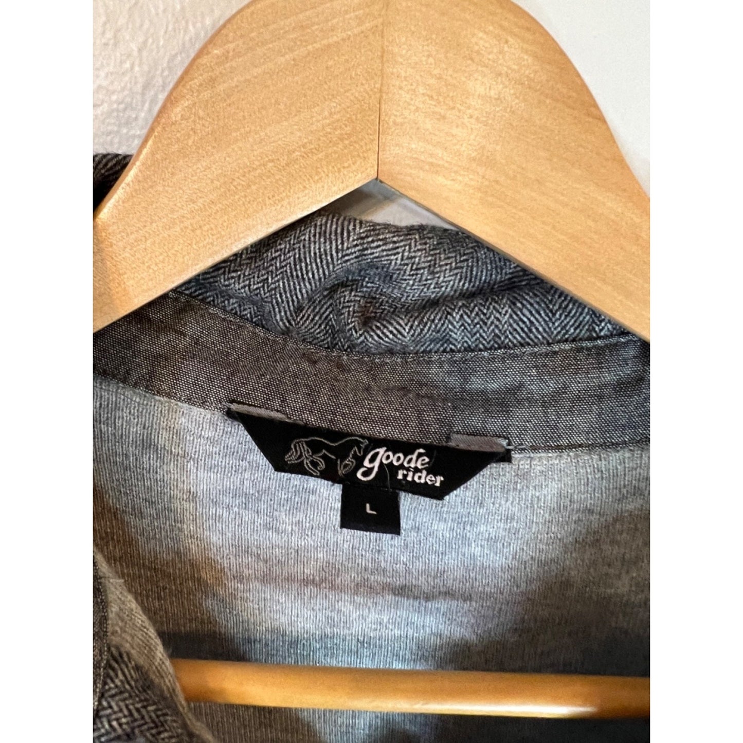 Goode Rider Large Posh Polo Sweater Grey Heather w/ button detail