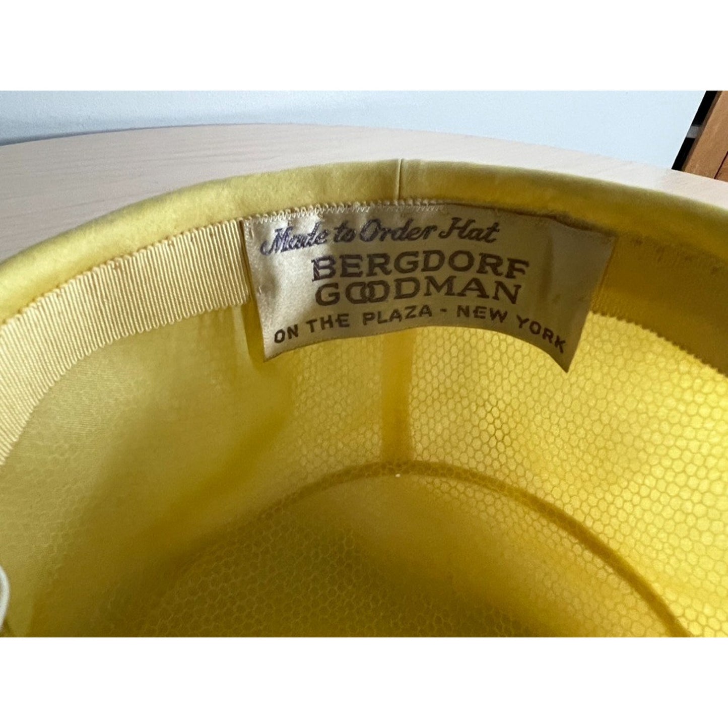 Vintage Made to Order Halston Bergdorf Goodman Yellow Pillbox Hat NYC