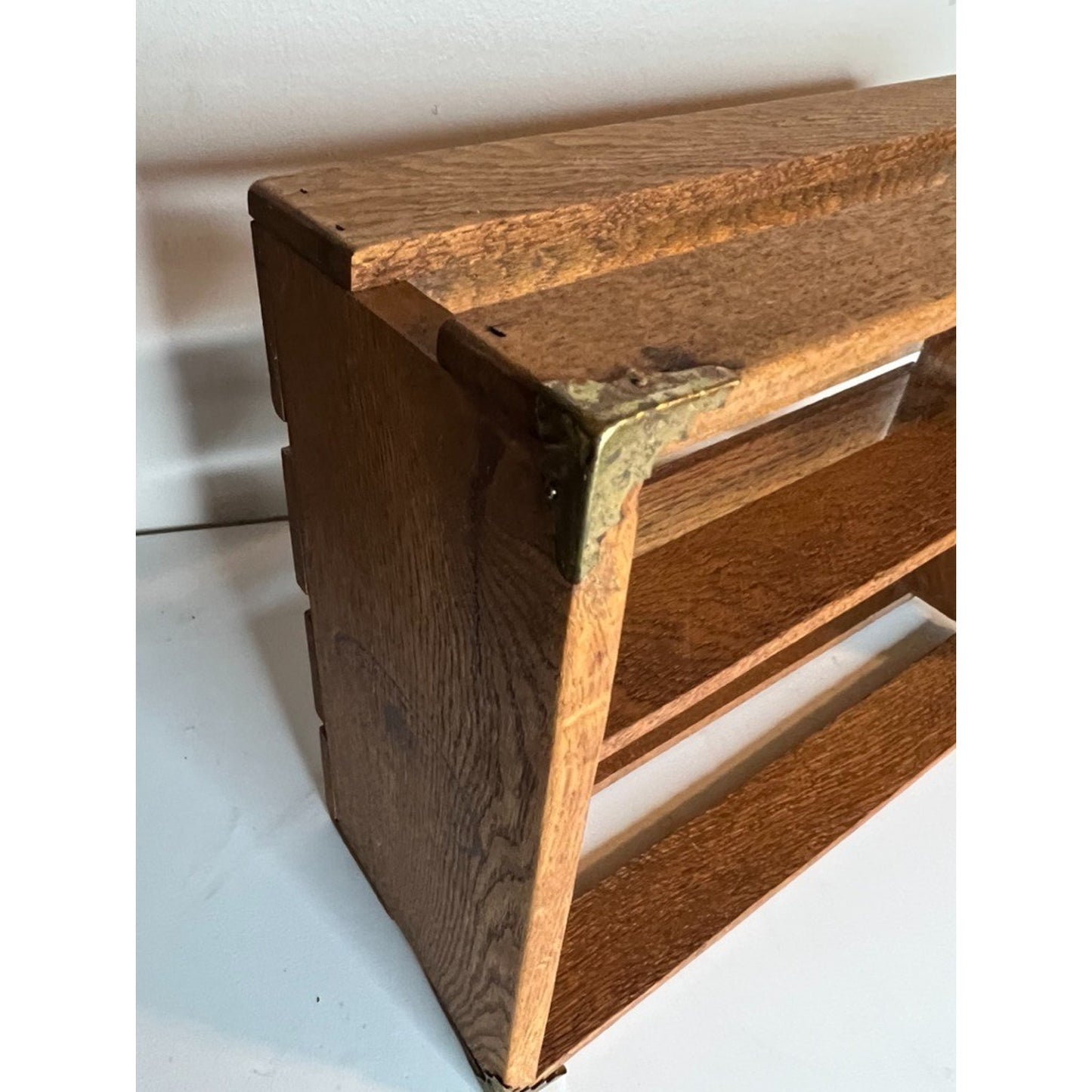 Vintage Cal Oak Wood Box Holder Storage Wall Display Knick Knack Shelf