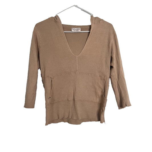 Michael Stars The Original Tee V-Neck Hooded One Size Quarter Sleeve Top