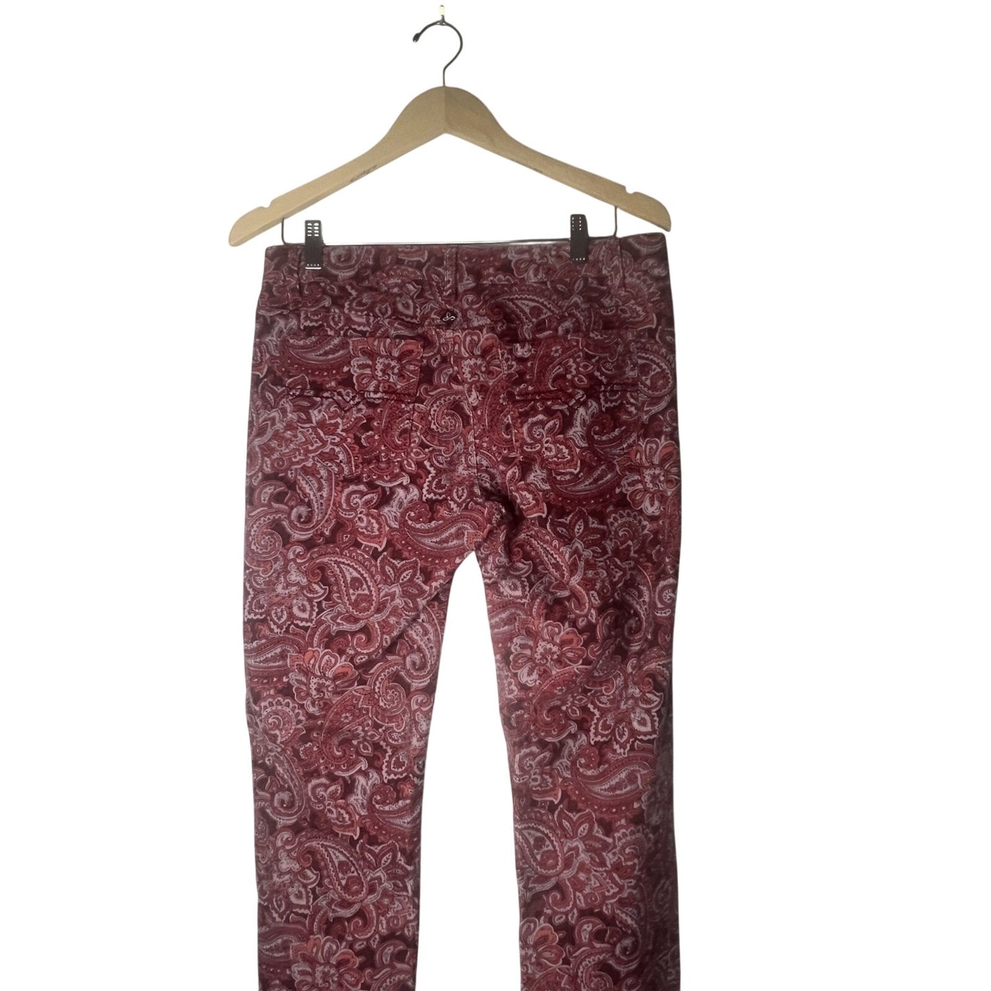 PrAna Size 10 Trinity Corduroy Low Rise Pant Women's Rhubarb Pink Paisley