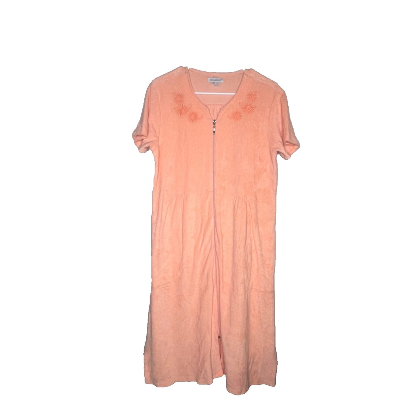 Cuddledown Peach Zip Up Pima Terry Robe House Dress Size Small