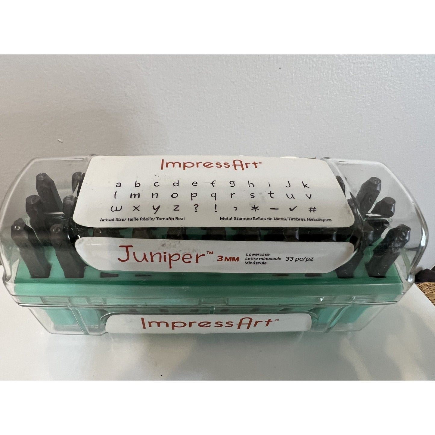 Impressart Letter Metal Stamp Set Juniper Lower case Numbers 3mm. 42 Pieces NOS!