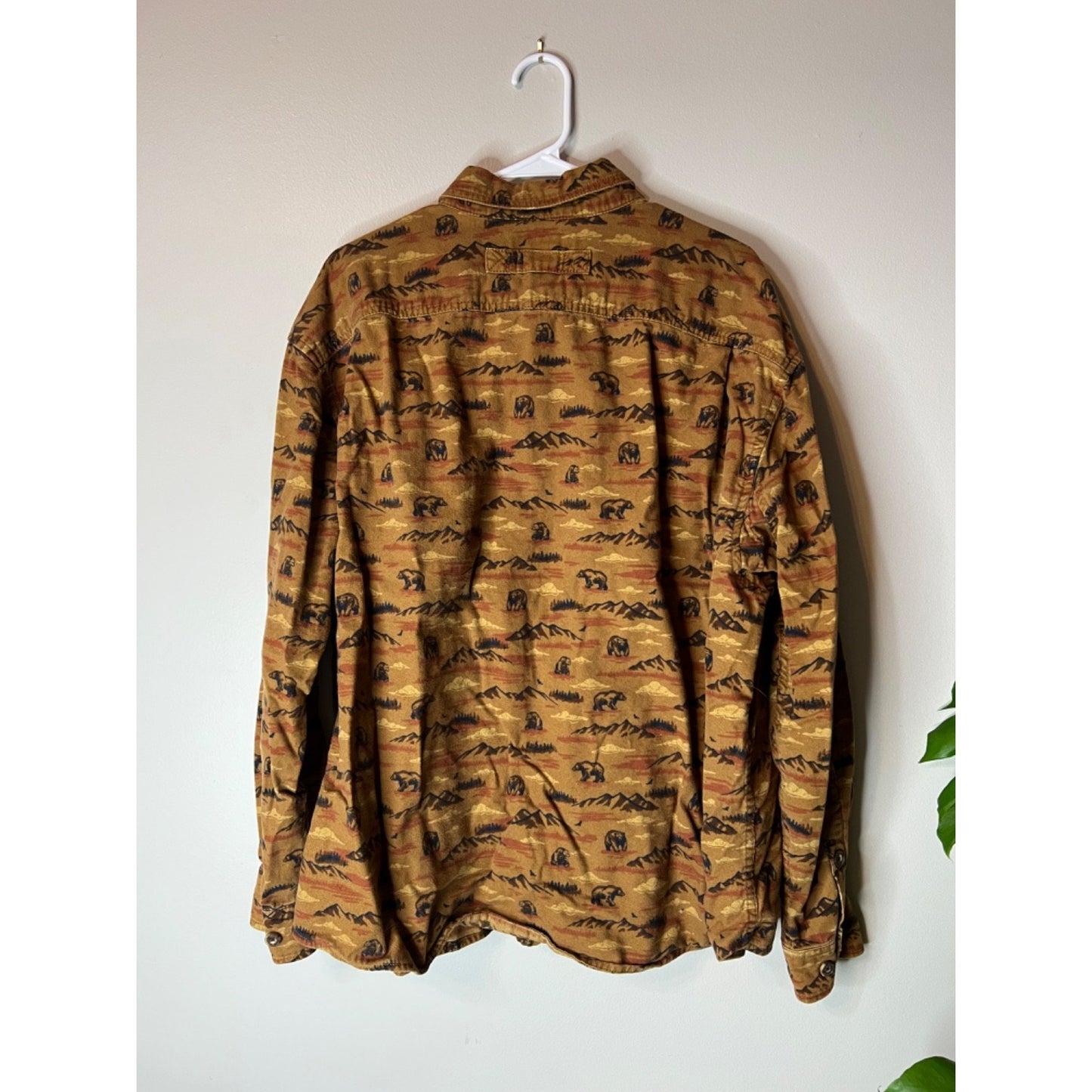 Duluth Trading Co. Untucked Flannel Button Shirt Brown Long Sleeve Men XL