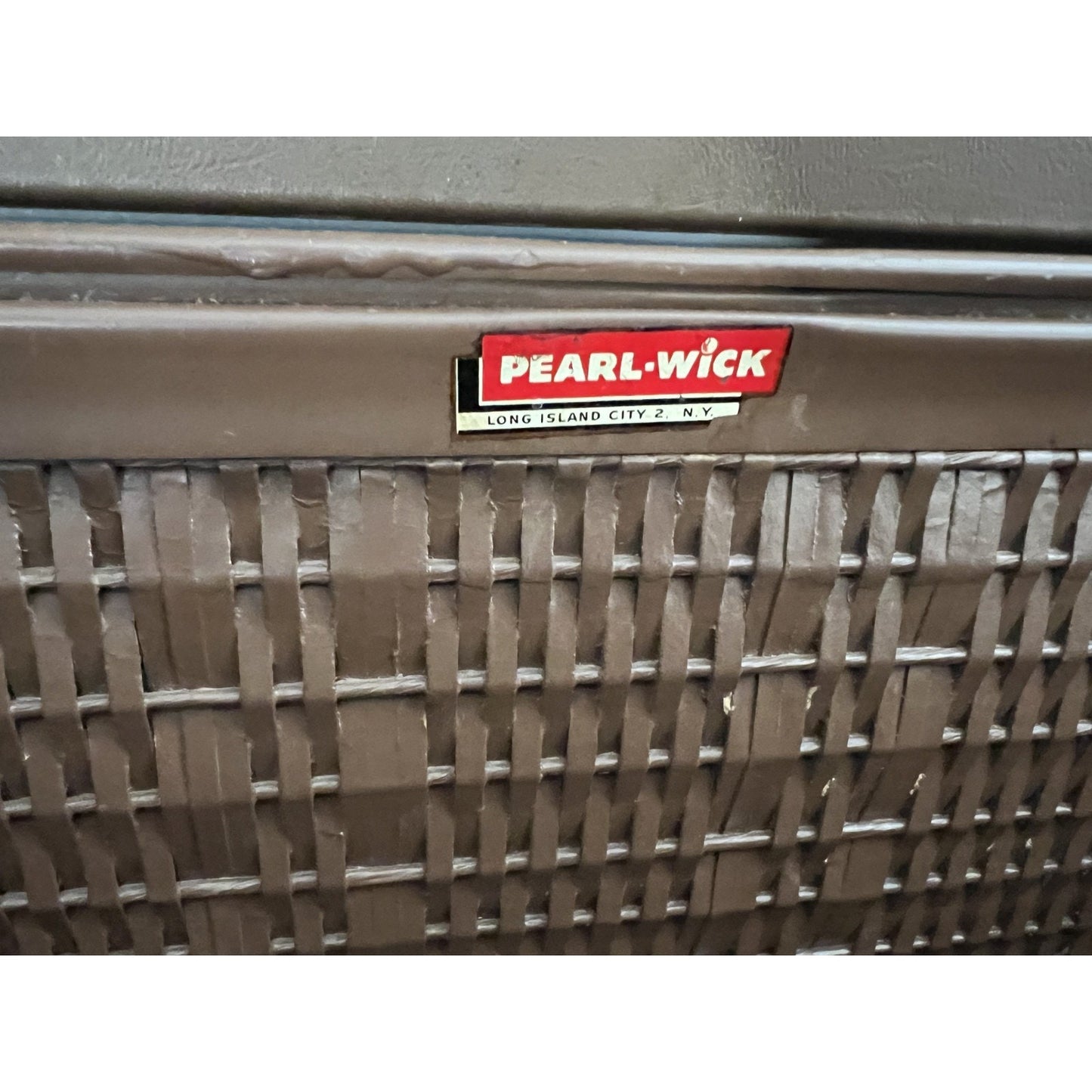 Vintage Pearl-Wick Laundry Hamper Wicker Black Gold MCM Hollywood Regency Retro