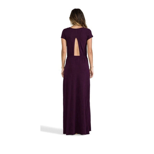 Free People FP Beach Andrina Eggplant Purple Side High Slit Back Cutout Dress M