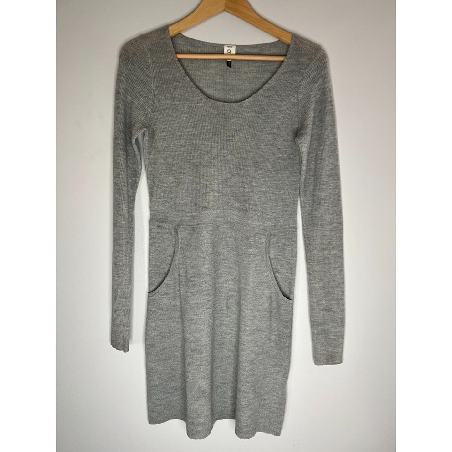 Qi Cashmere Wool Gray Knit Dress