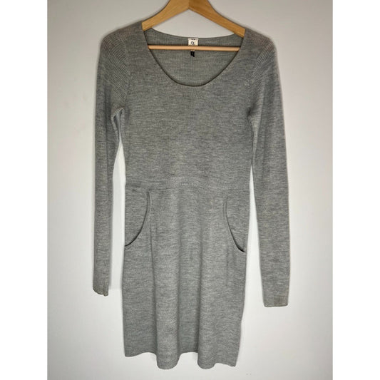 Qi Cashmere Wool Gray Knit Dress