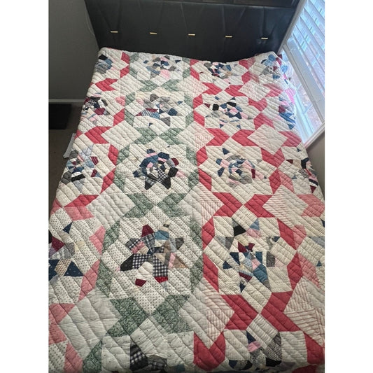 Spectacular 1910 9 Point String Star Quilt Winter Weight