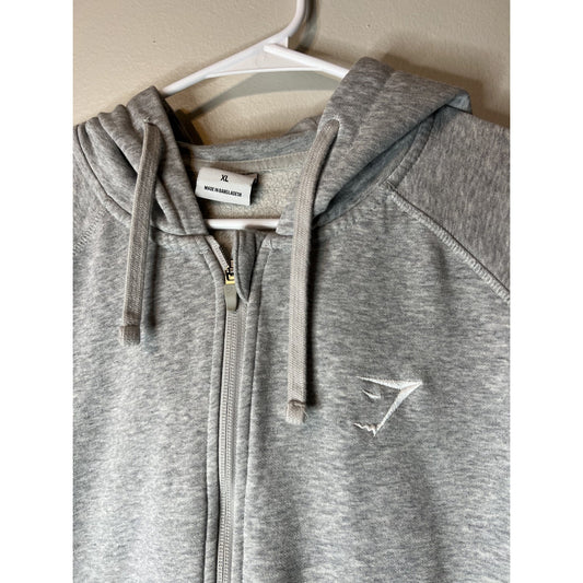 Gymshark Hoodie Mens XL Gray Cotton Full Zip Up Athletic Gym Workout Sweatshirt