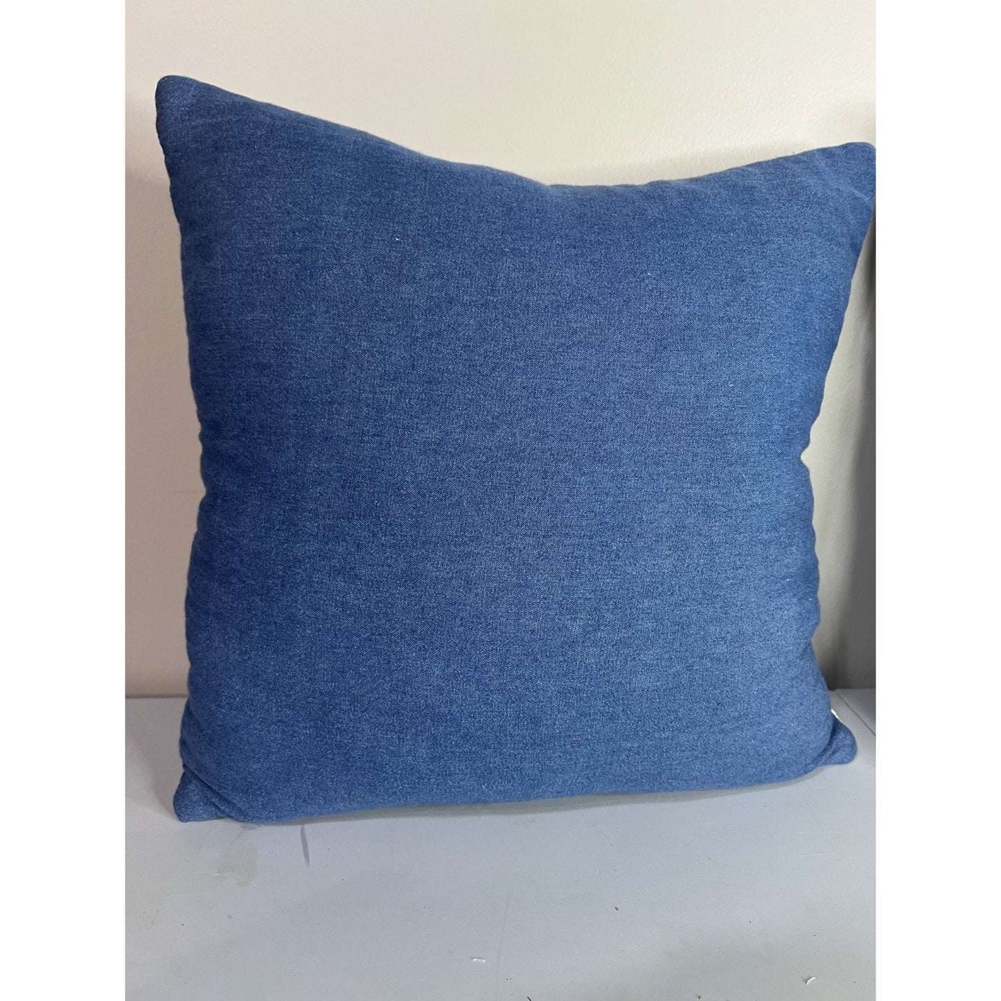 Vintage 1910 Indigo String Star & Denim Quilt Pillow Approx 16" x 16"