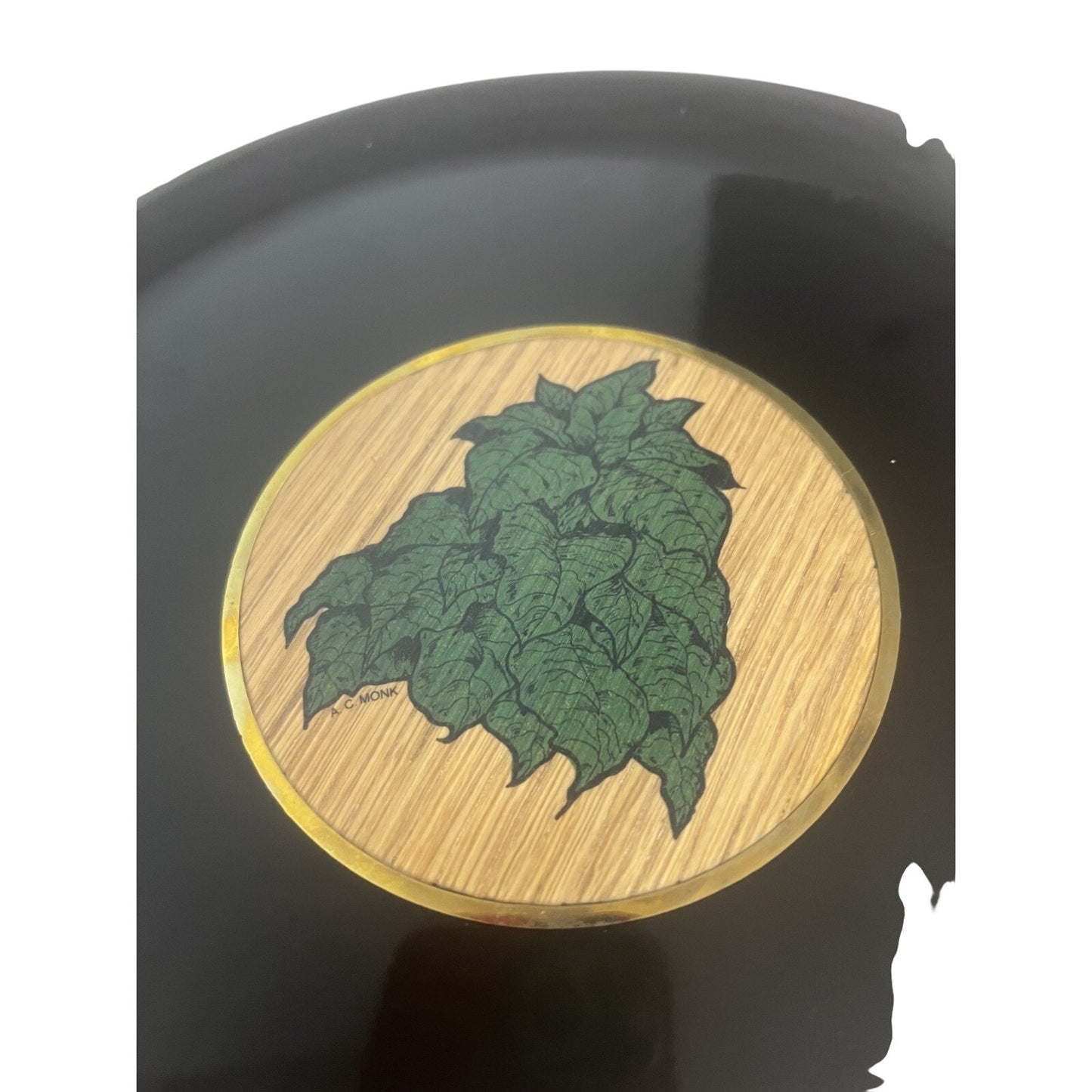 Vintage COUROC Of Monterey Inlaid Herb Round Serving Tray