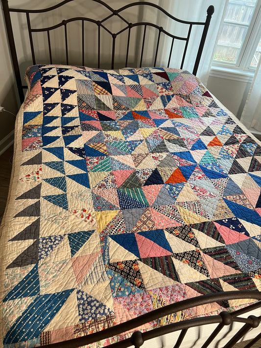 Silky soft & cozy 1930-50's Triangle Charm Quilt