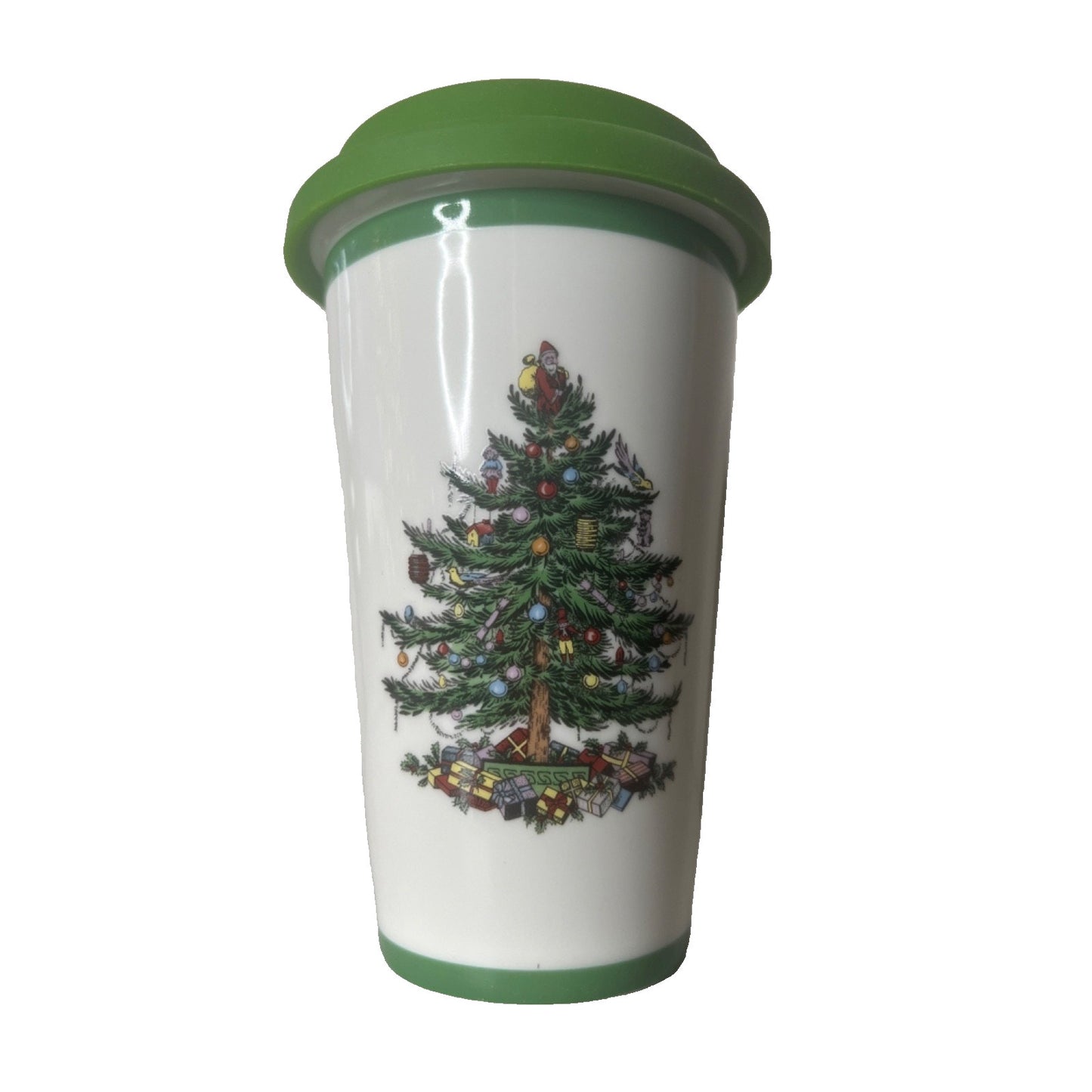 Spode Christmas Tree Ceramic Travel Mug with Silicon Lid 320 mL 11 oz NEW IN BOX