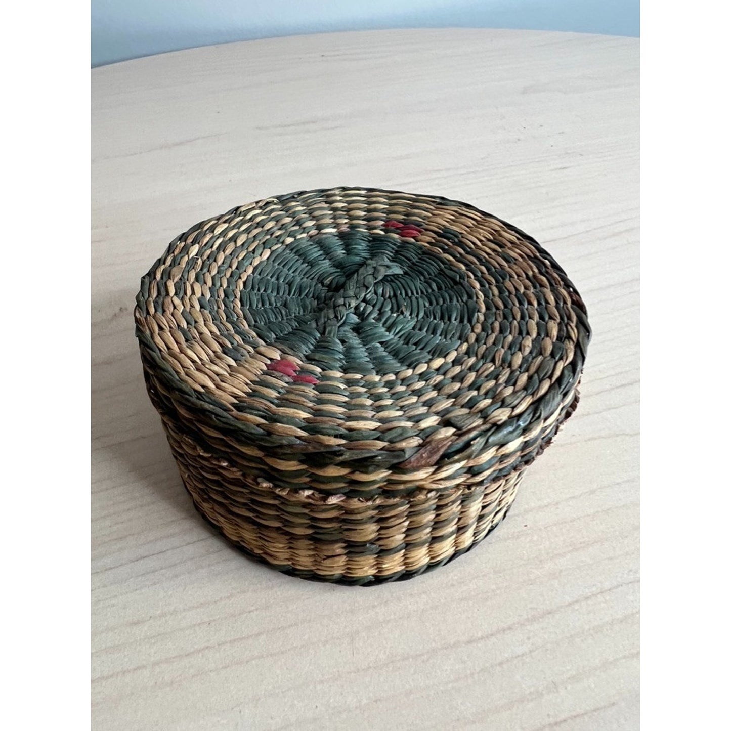 Vintage Wood Coaster Set in Basket Whimsical Hand Painted Kitsch Misogyny
