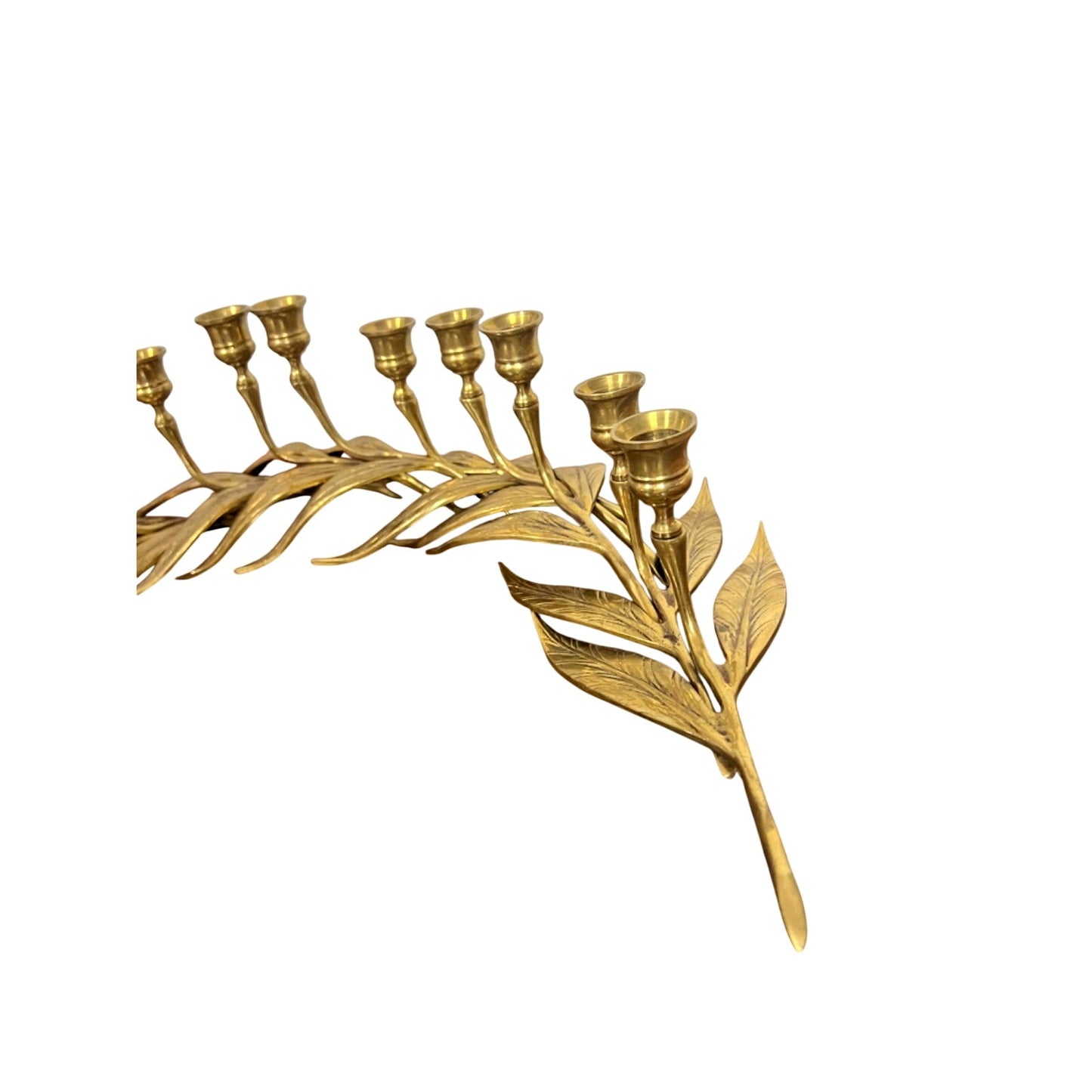 Vtg Brass Candlestick Holders Graduated Set of 12 Leaves Wedding Mantle