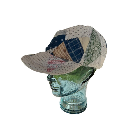 OOAK Vintage Reversible 1910 Indigo Quilt & Irish Linen Snapback Hat