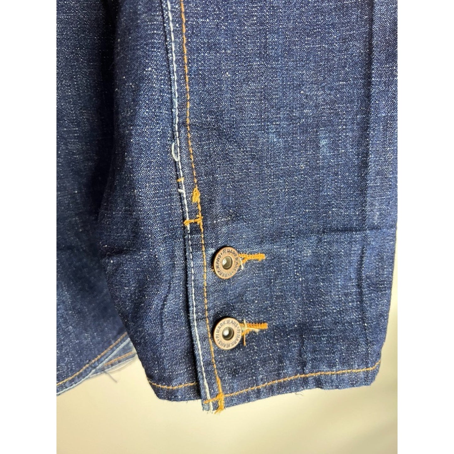 Vintage Y2K PJ Mark 3 Button Denim Jacket Sz L Dark Blue