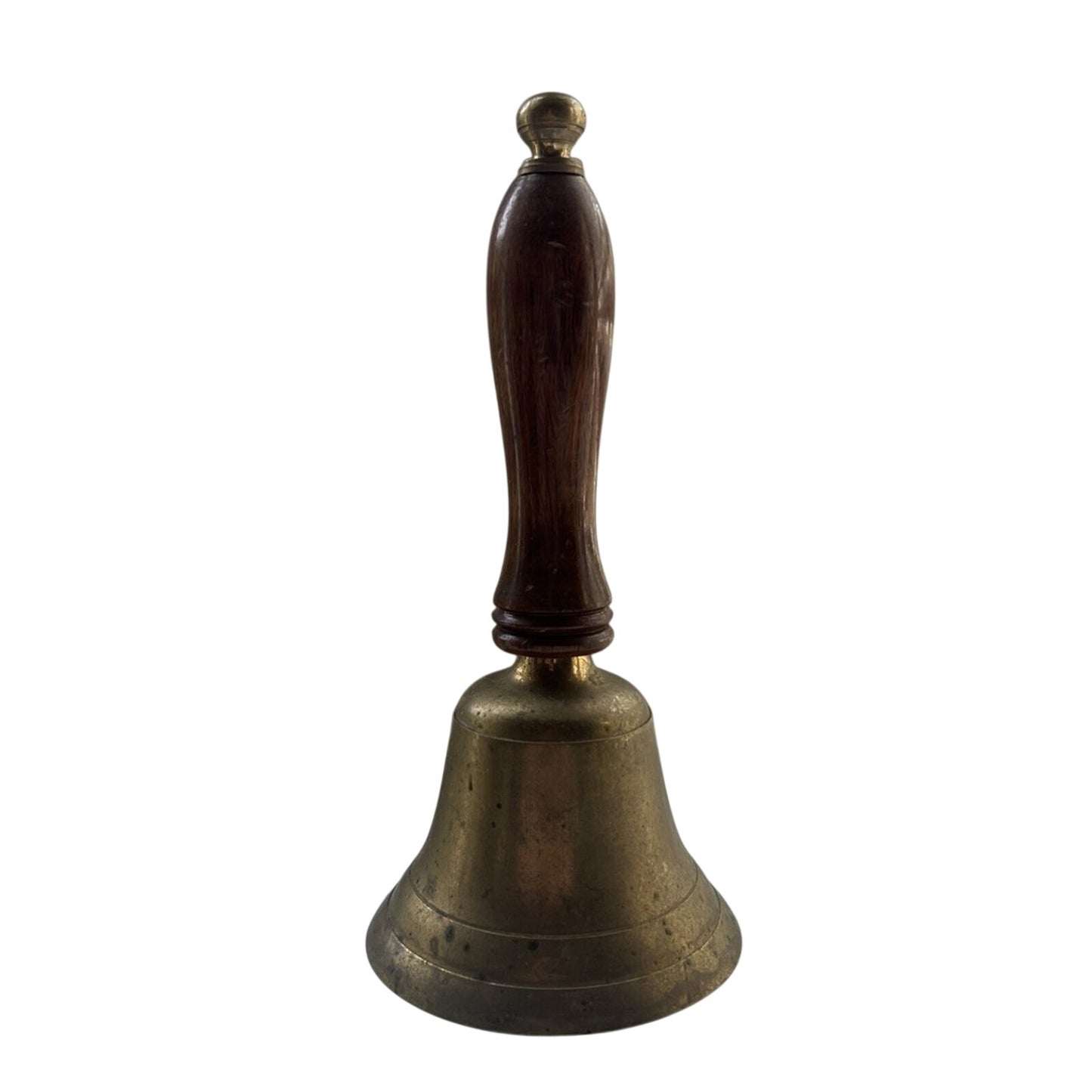 Vintage antique brass bell, brass and wood classic Captain's bell, Nautical wood