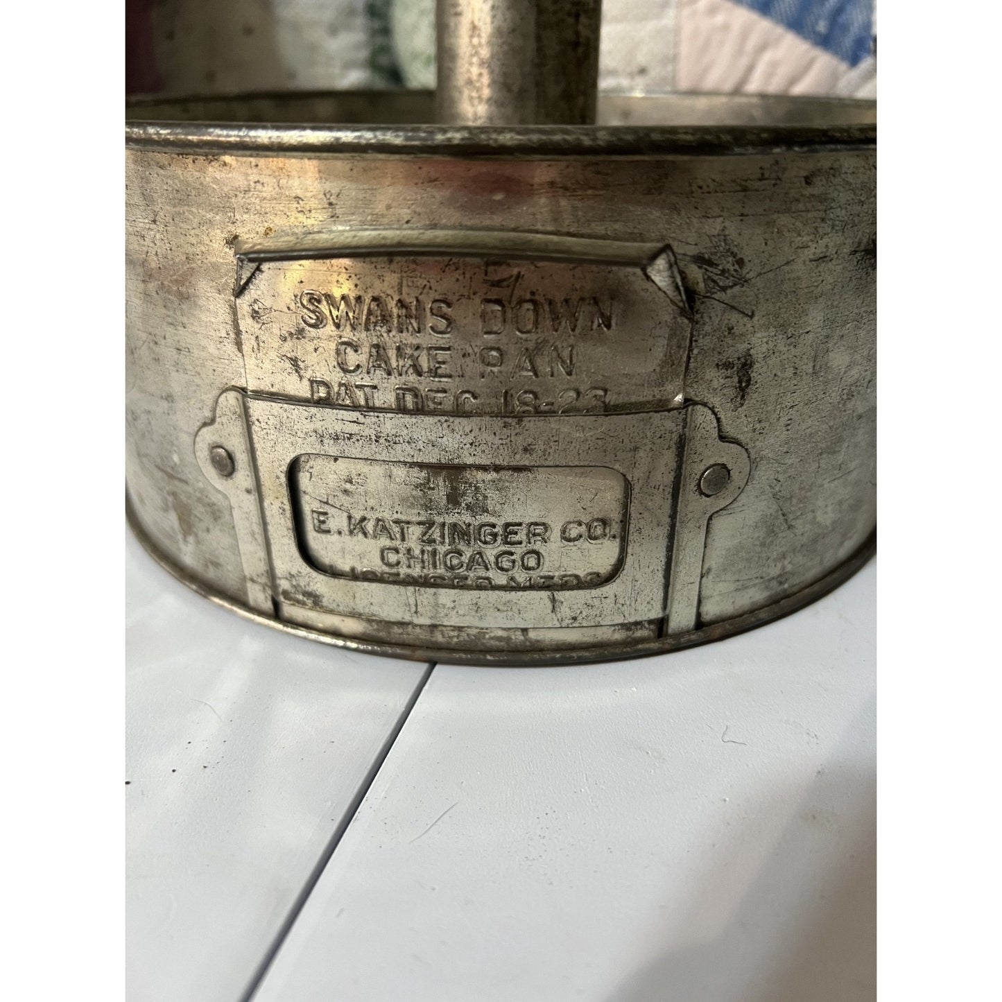 Vintage Swans Down Cake Flour Metal Angel Food Pan E Katzinger Co Chicago